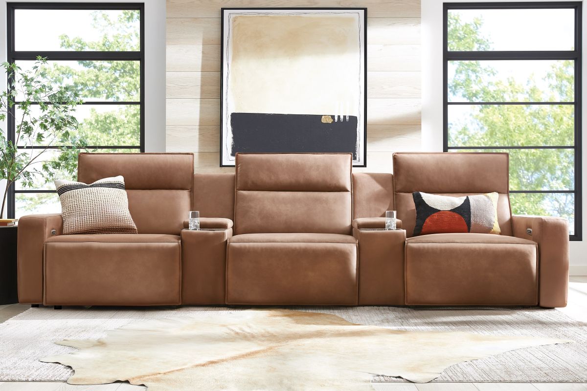 ModularTwo Brown 5-Piece Dual Power Reclining Sofa with Armless Chair 2