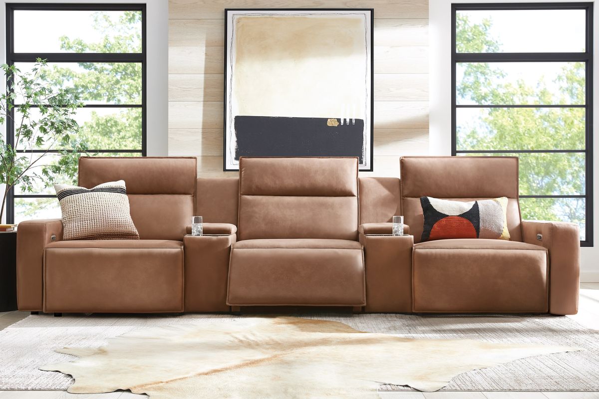 ModularTwo Brown 5-Piece Dual Power Reclining Sofa with Armless Recliner 2