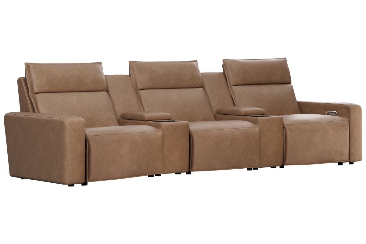 ModularTwo Brown 5-Piece Dual Power Reclining Sofa with Armless Recliner 4