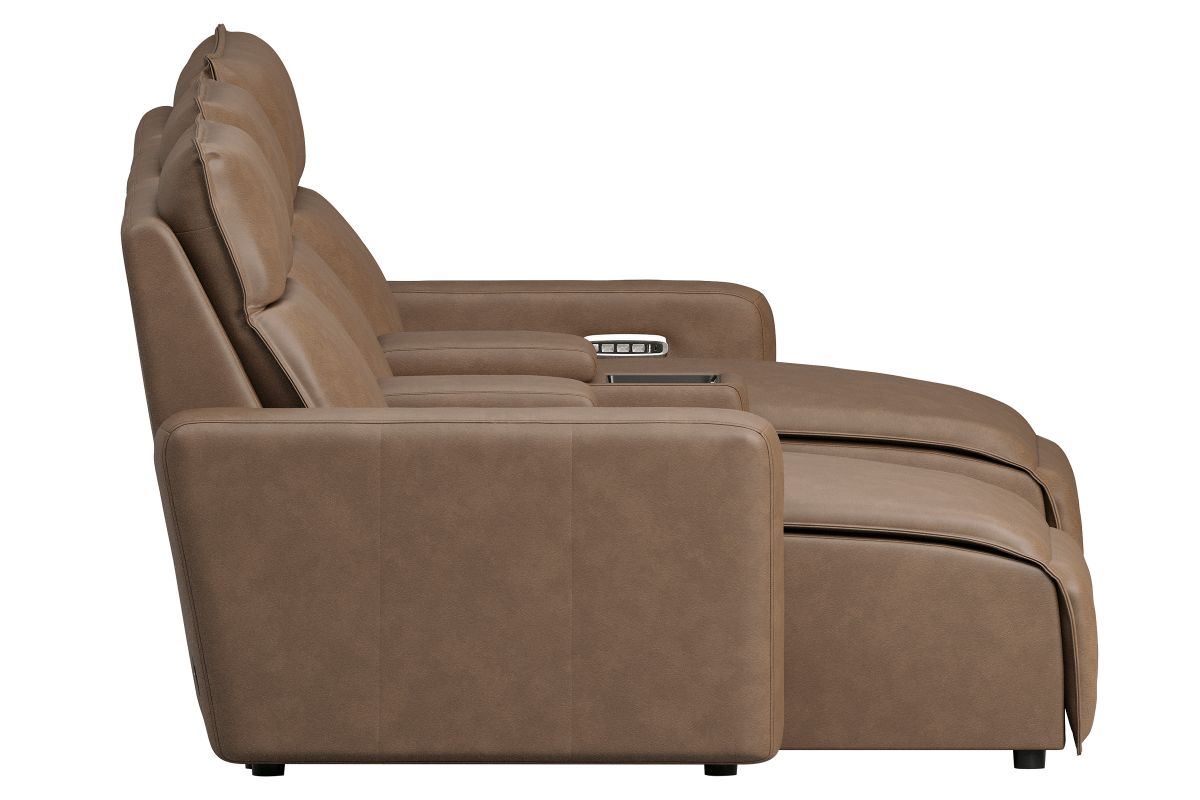 ModularTwo Brown 5-Piece Dual Power Reclining Chaise Sectional with Armless Recliner 5