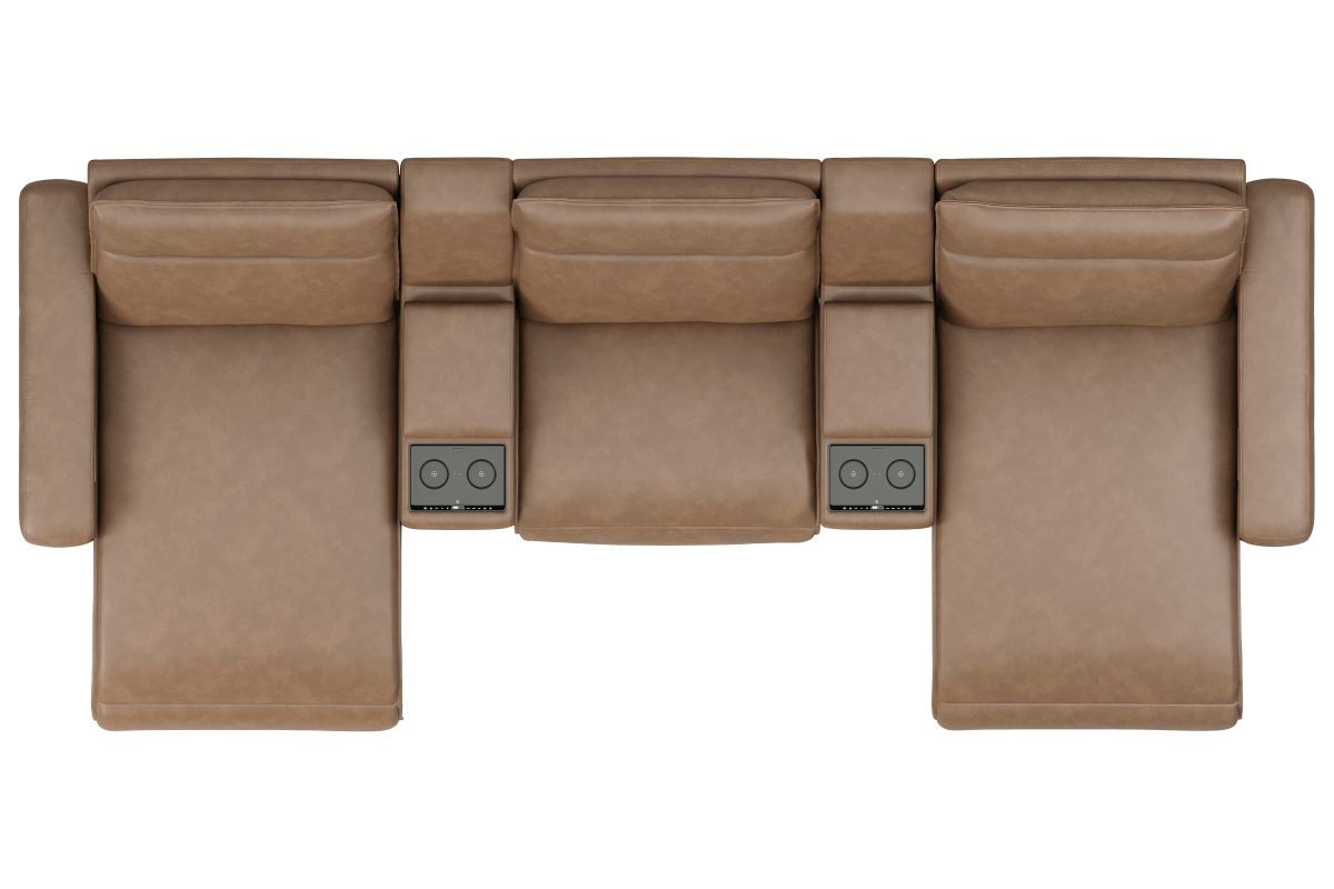 ModularTwo Brown Grey 5-Piece Dual Power Chaise Sectional with Armless Chair 9