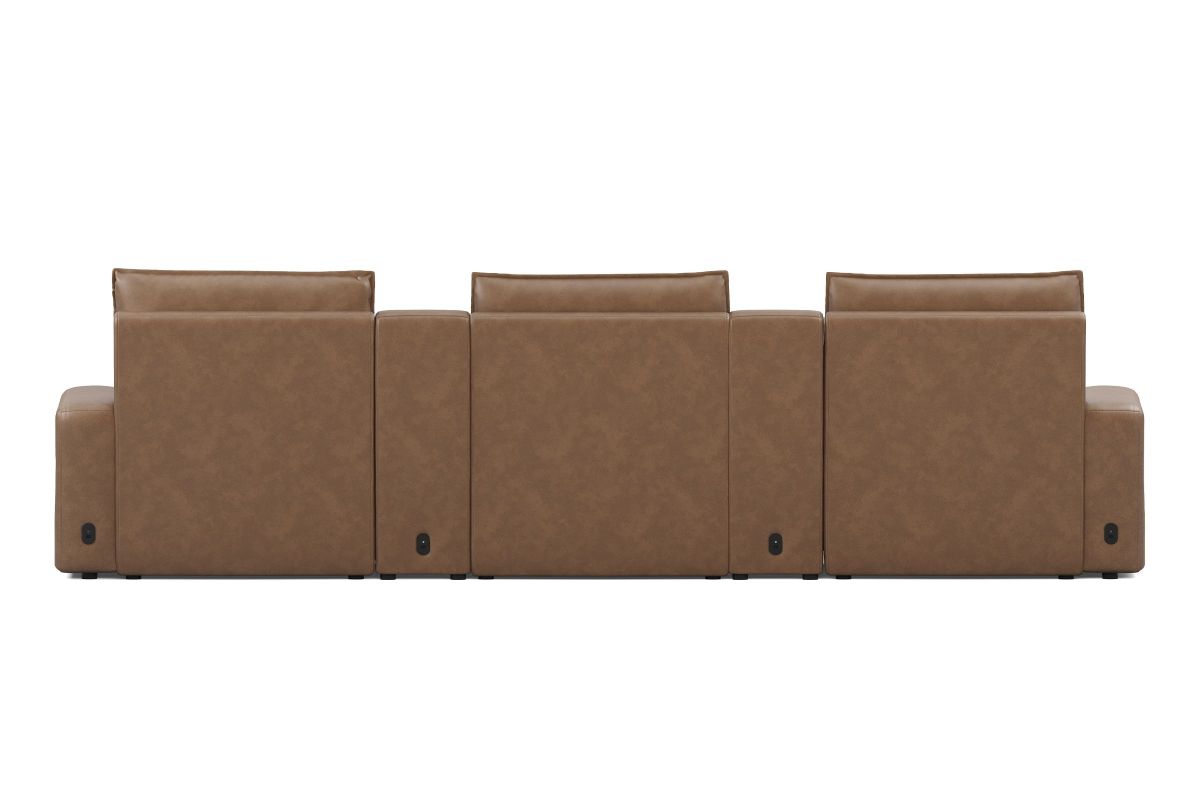 ModularTwo Brown Grey 5-Piece Dual Power Chaise Sectional with Armless Chair 11