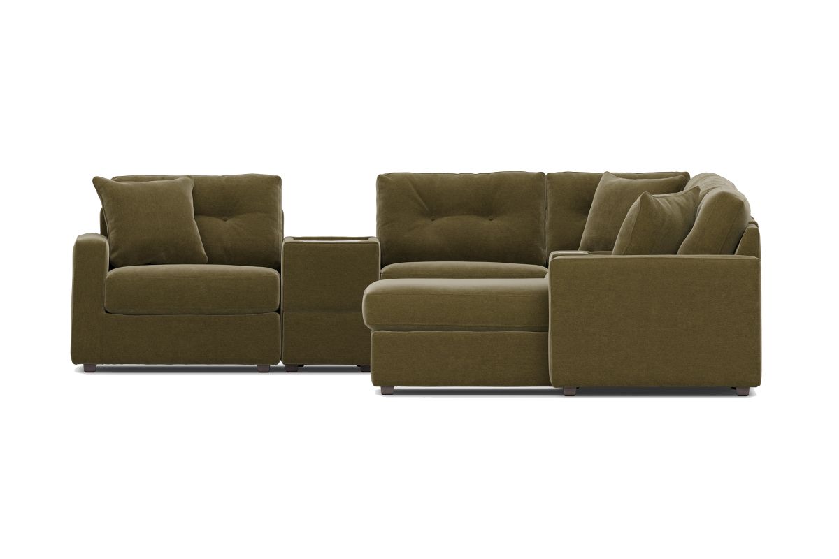 ModularOne Sectional Moss 8-Piece with E-Console & Right Arm Facing Chaise 8