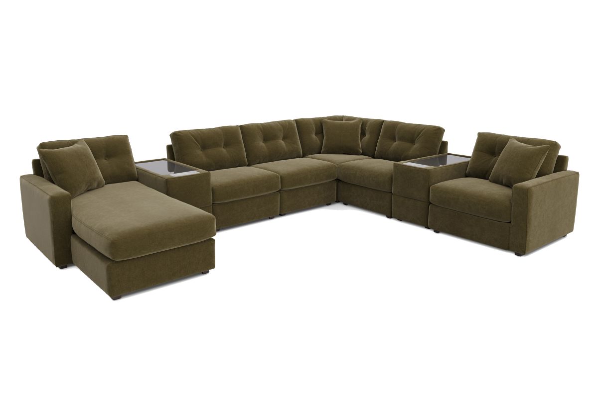 ModularOne Sectional Moss 8-Piece with Left Arm Facing Chaise 7