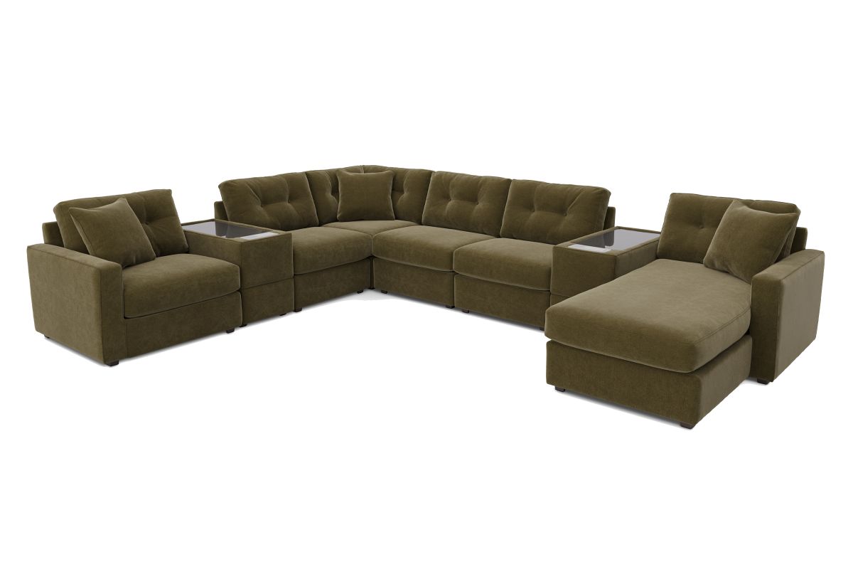 ModularOne Sectional Moss 8-Piece with Right Arm Facing Chaise 7
