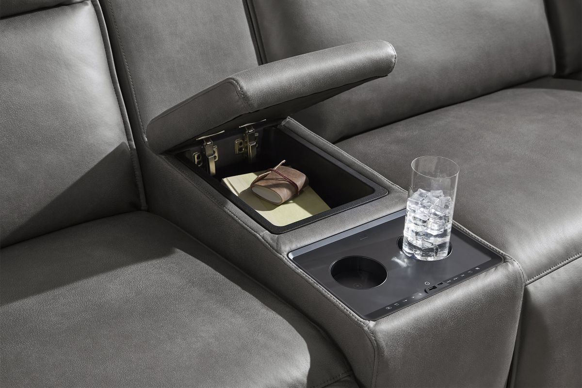 ModularTwo Grey 5-Piece Dual Power Reclining Sofa with Armless Chair 7