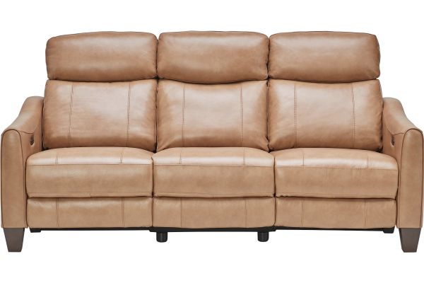 Damon Brown Leather Dual Power Reclining Sofa