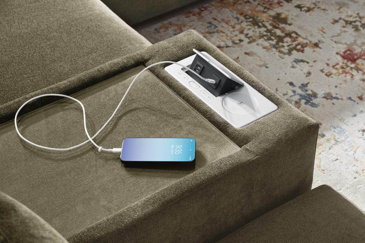 ModularOne Sectional Moss 8-Piece with E-Console & Left Arm Facing Chaise 12