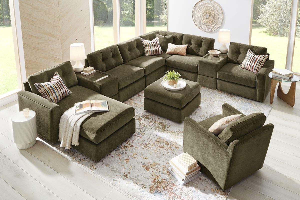 ModularOne Sectional Moss 8-Piece with Left Arm Facing Chaise 2