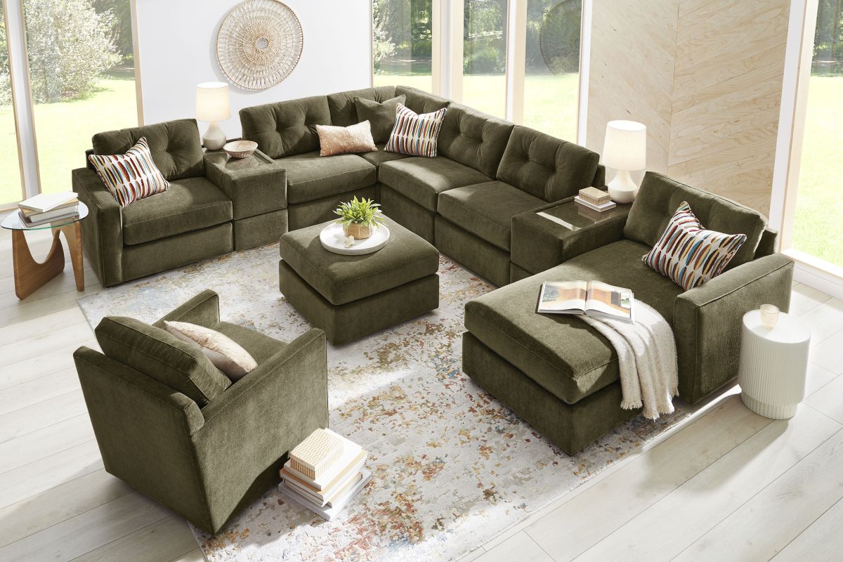 ModularOne Sectional Moss 8-Piece with Right Arm Facing Chaise 2