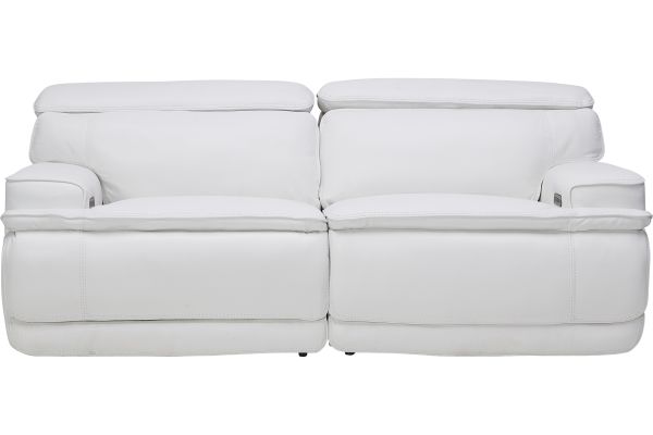 Maddox White Leather Triple Power Reclining Loveseat