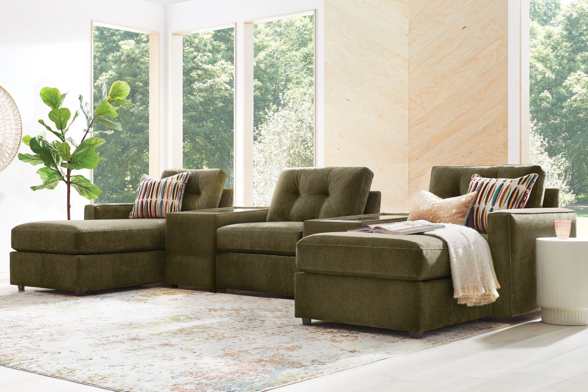 ModularOne Sectional Moss 5-Piece with E-Console & Dual Chaise 2