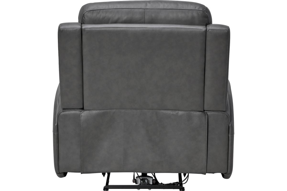 Linton Grey Leather Triple Power Recliner 7