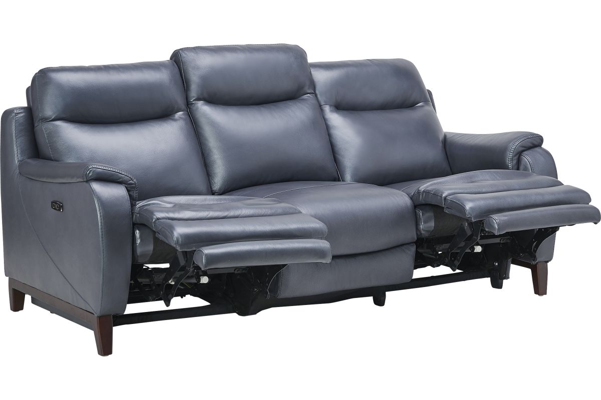 Marco Blue Dual Power Leather Reclining Sofa 6