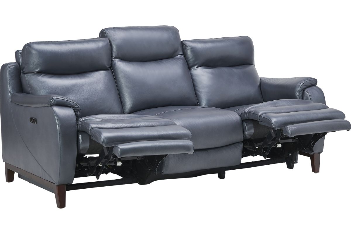 Marco Blue Dual Power Leather Reclining Sofa 7