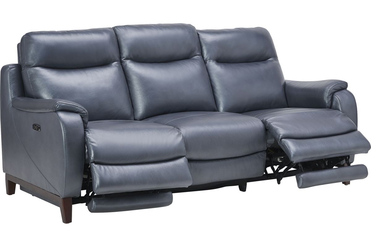 Marco Blue Dual Power Leather Reclining Sofa 5