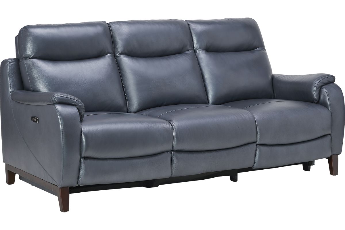 Marco Blue Dual Power Leather Reclining Sofa 4