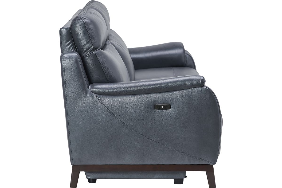 Marco Blue Dual Power Leather Reclining Sofa 8