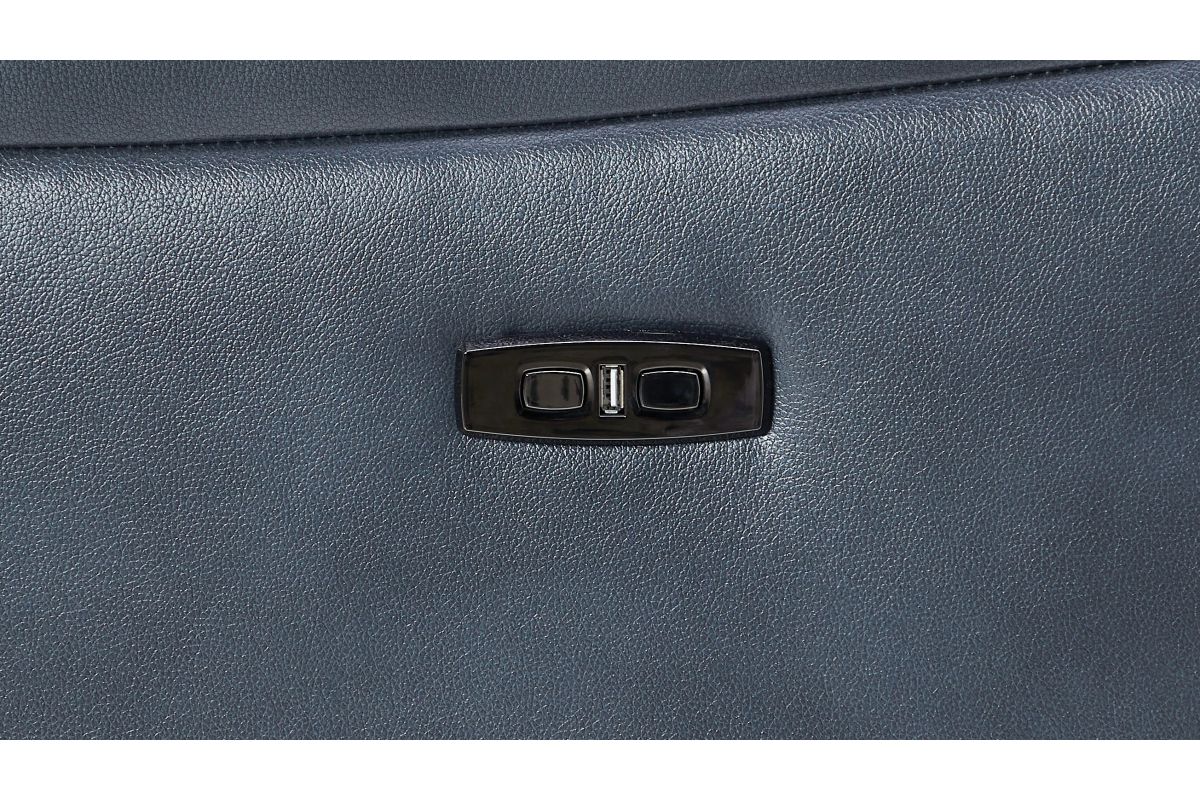 Marco Blue Dual Power Leather Reclining Sofa 20
