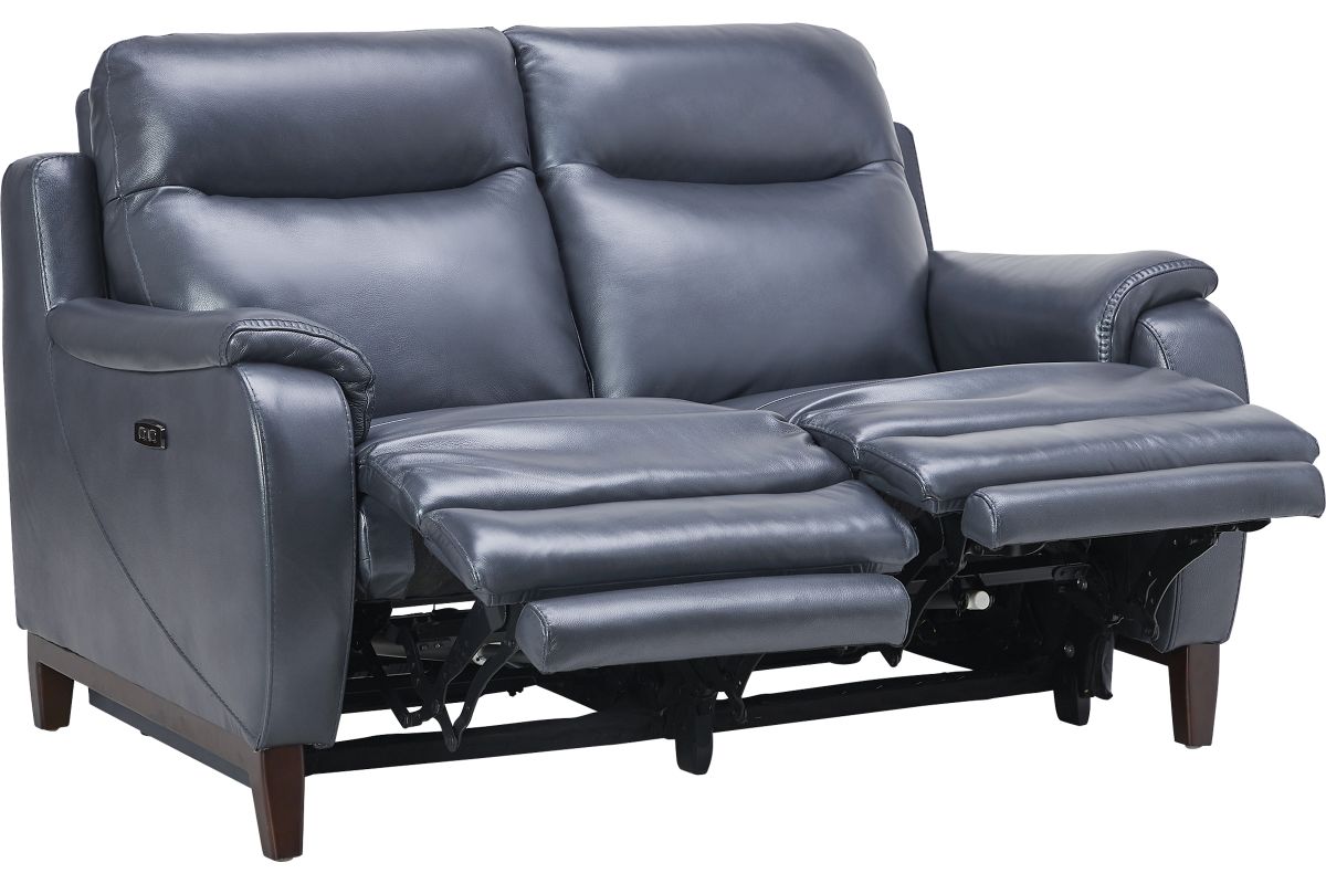 Marco Blue Dual Power Leather Reclining Loveseat 5