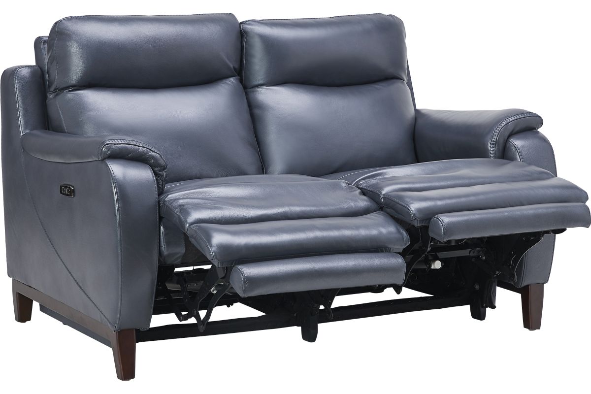 Marco Blue Dual Power Leather Reclining Loveseat 6
