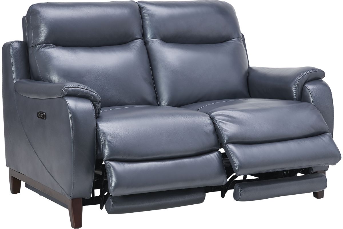 Marco Blue Dual Power Leather Reclining Loveseat 4