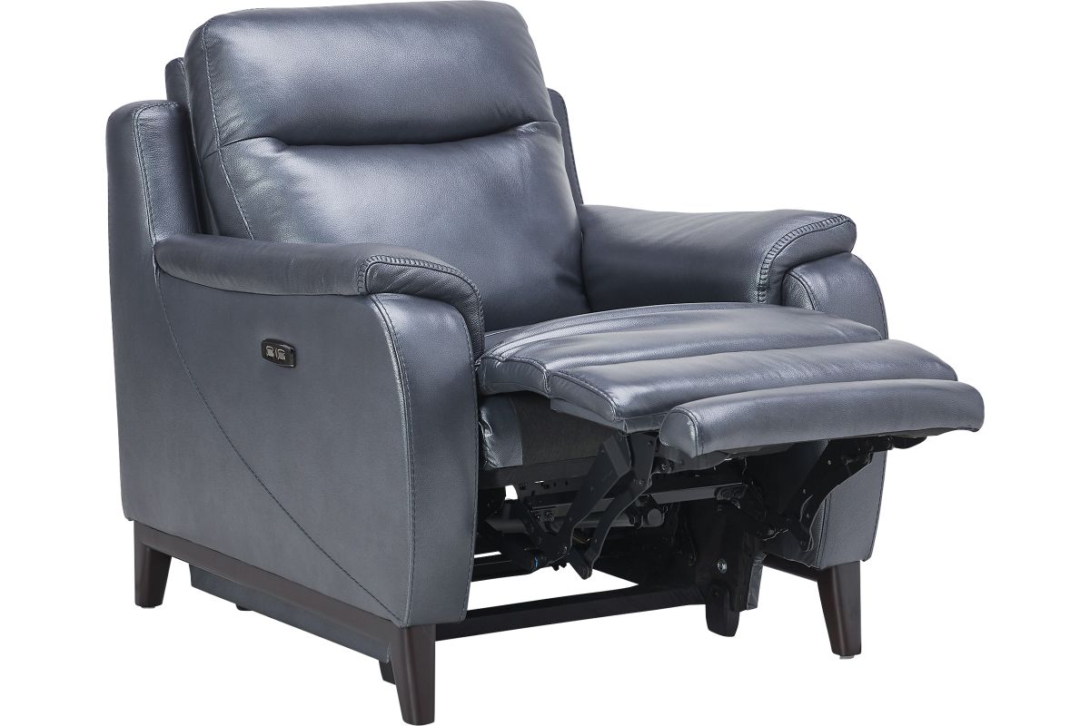 Marco Blue Dual Power Leather Recliner 5