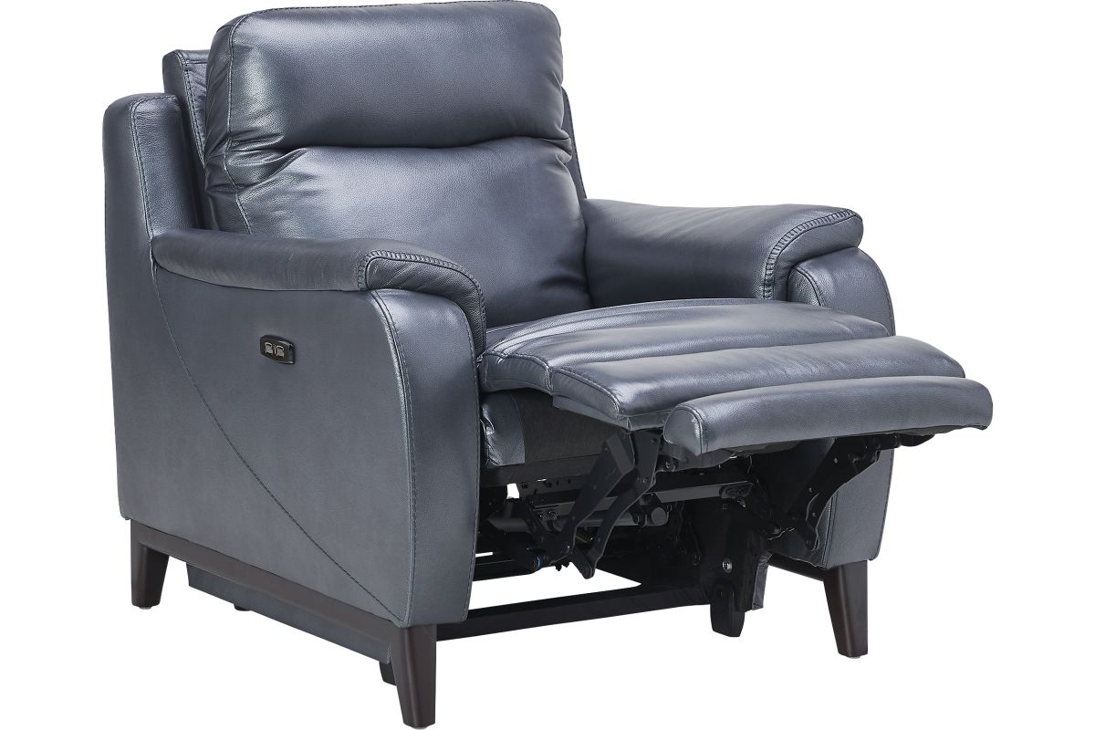 Marco Blue Dual Power Leather Recliner 6