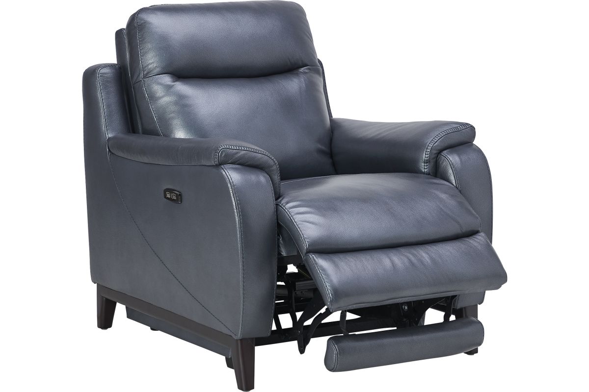 Marco Blue Dual Power Leather Recliner 4