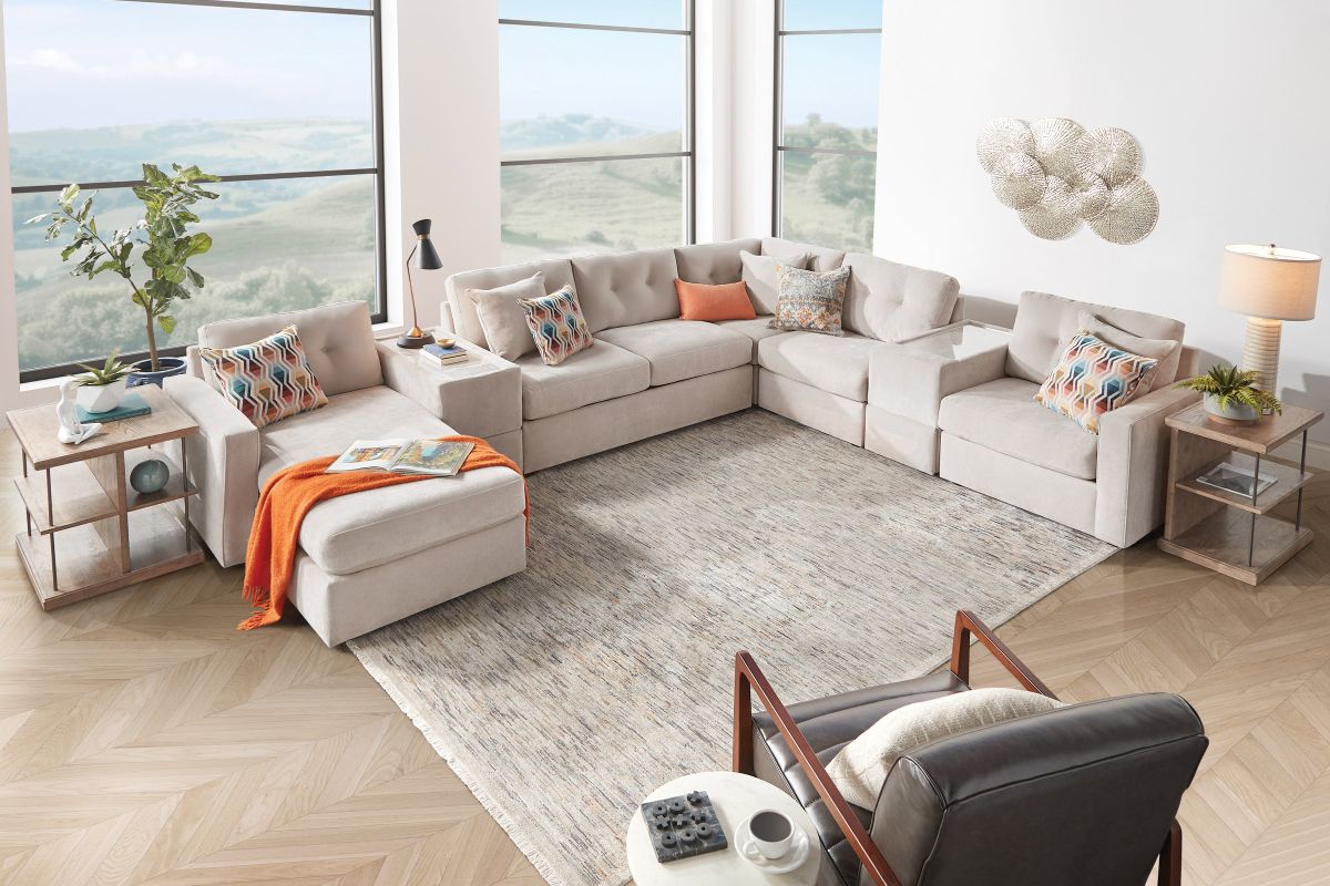 ModularOne Stone 7-Piece Sleeper Sectional with Left Arm Facing Chaise 2