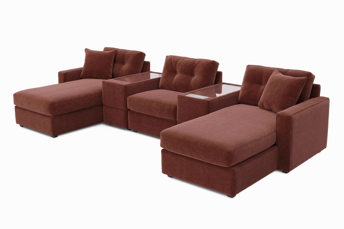 ModularOne Sectional Merlot 5-Piece with Dual Chaise 3