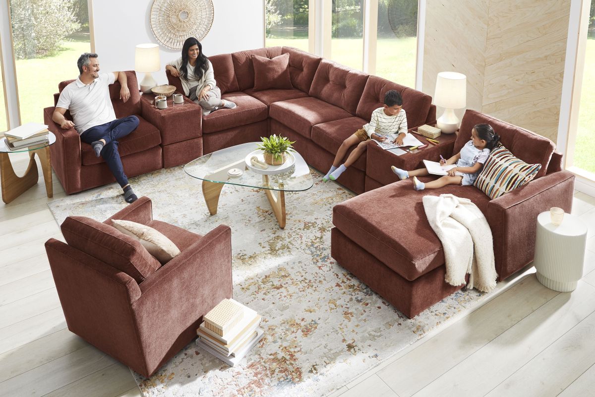 ModularOne Sectional Merlot 8-Piece with E-Console & Right Arm Facing Chaise 2