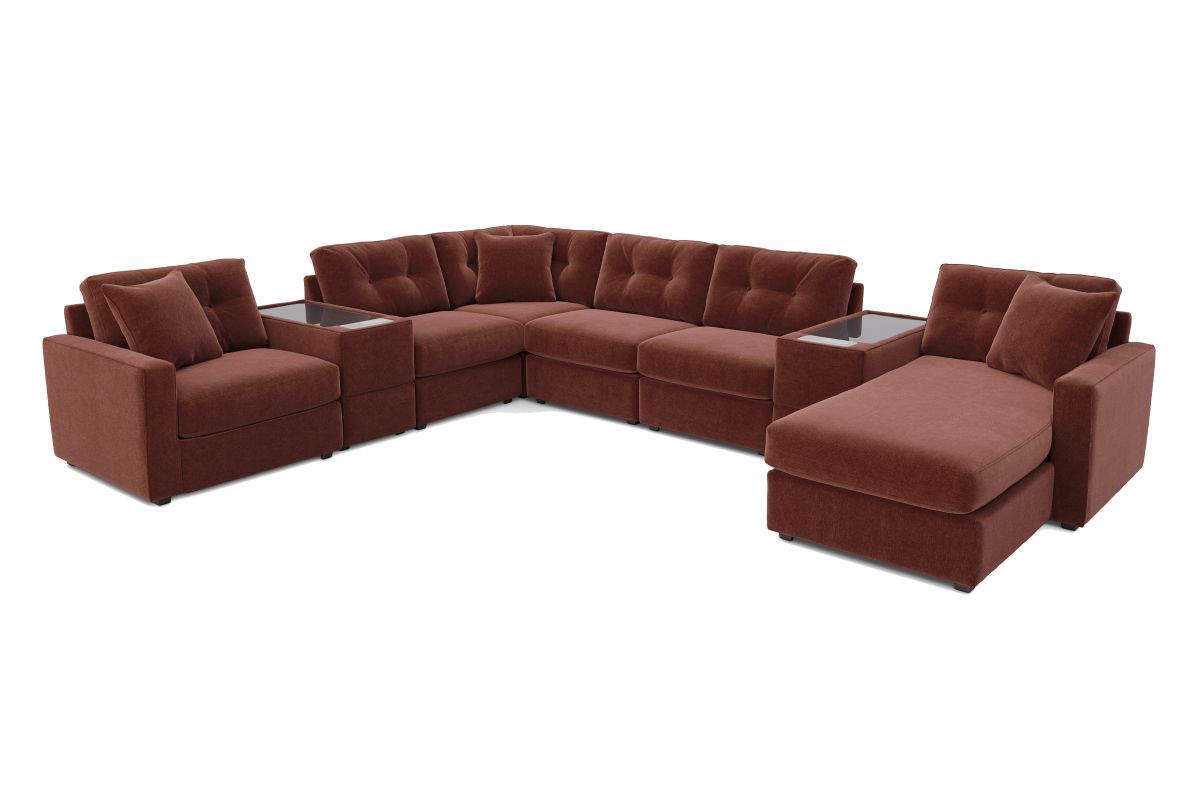 ModularOne Sectional Merlot 8-Piece with E-Console & Right Arm Facing Chaise 5