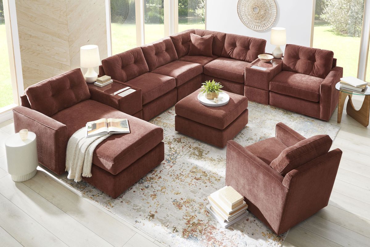 ModularOne Sectional Merlot 8-Piece with Left Arm Facing Chaise 7
