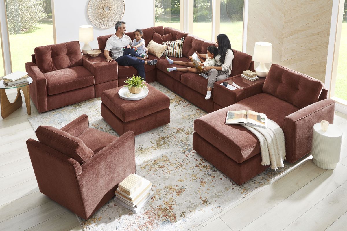 ModularOne Sectional Merlot 8-Piece with Right Arm Facing Chaise 2
