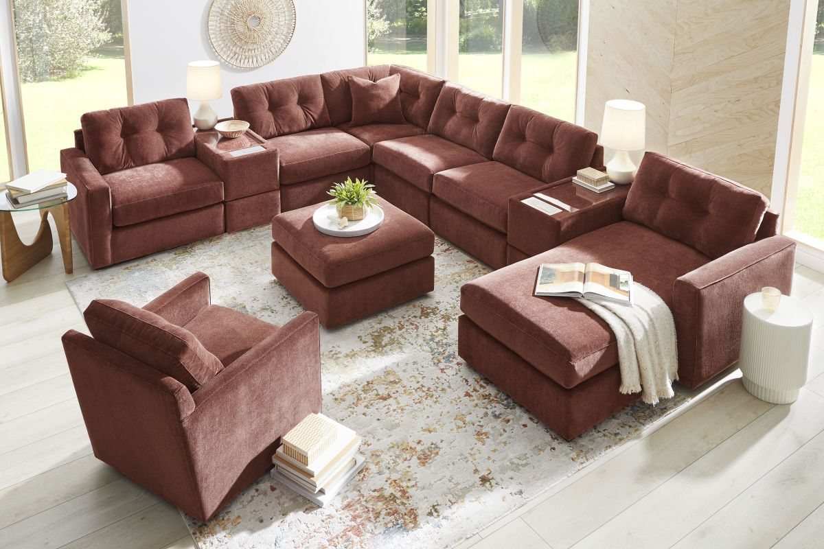 ModularOne Sectional Merlot 8-Piece with Right Arm Facing Chaise 8