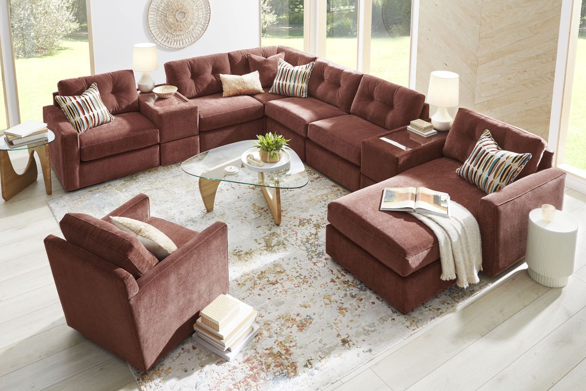ModularOne Sectional Merlot 8-Piece with Right Arm Facing Chaise 11