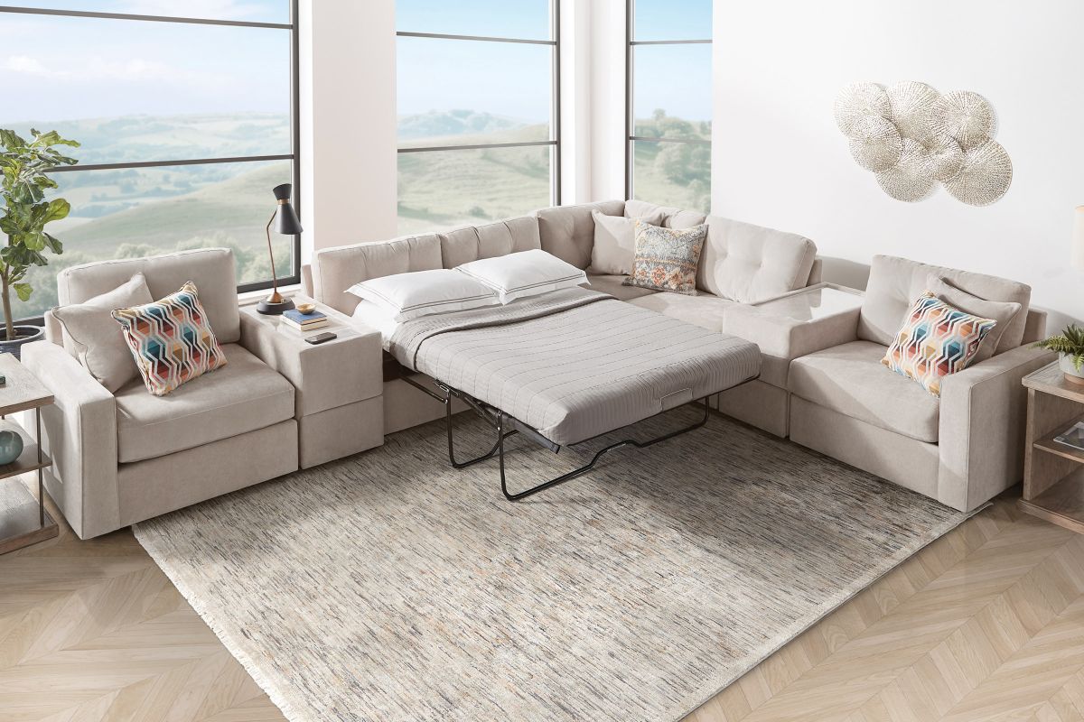 ModularOne Stone 7-Piece Sleeper Sectional with E-Console 6