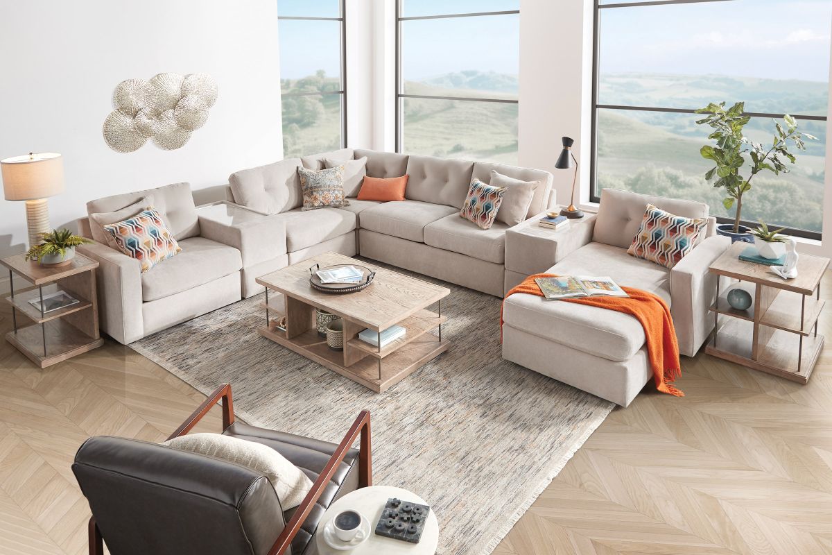 ModularOne Stone 7-Piece Sleeper Sectional with Right Arm Facing Chaise 2