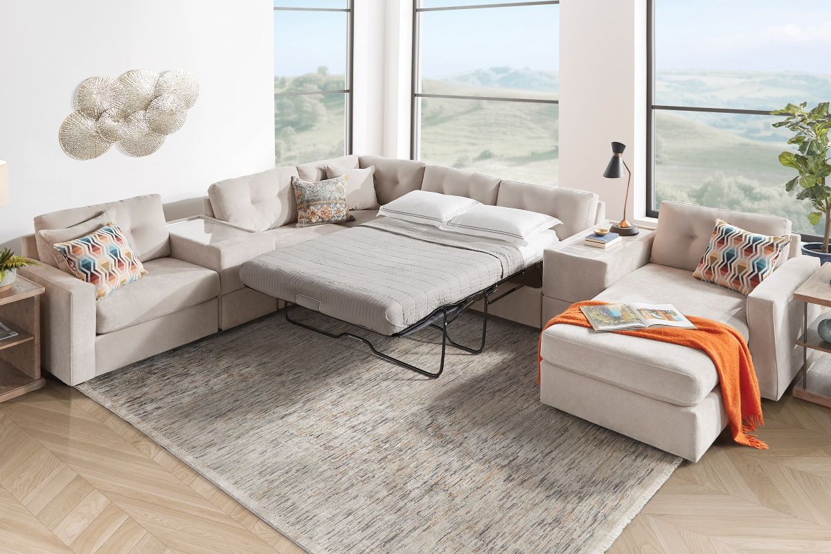 ModularOne Stone 7-Piece Sleeper Sectional with Right Arm Facing Chaise 8