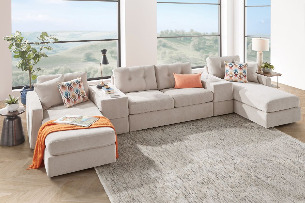 ModularOne Stone 5-Piece Sleeper Sectional with E-Console 2