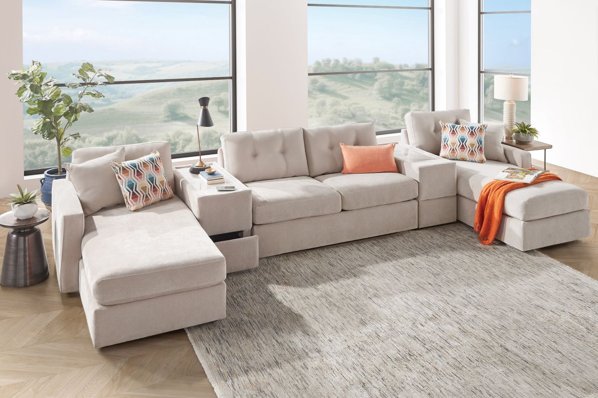 ModularOne Stone 5-Piece Sleeper Sectional with E-Console 9