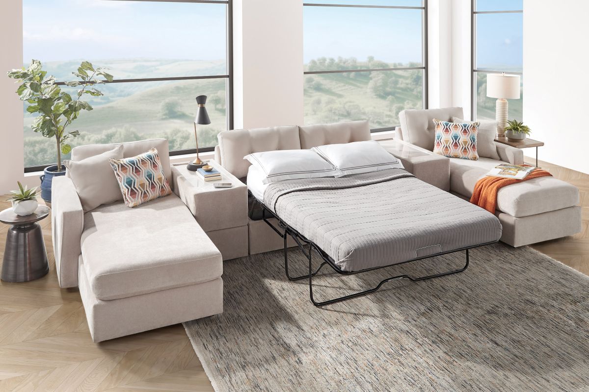ModularOne Stone 5-Piece Sleeper Sectional with E-Console 7