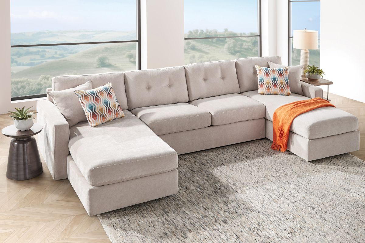 ModularOne Stone 3-Piece Sleeper Sofa with Dual Chaises 2