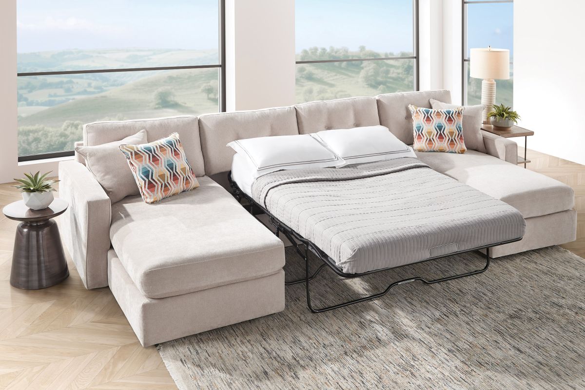 ModularOne Stone 3-Piece Sleeper Sofa with Dual Chaises 5