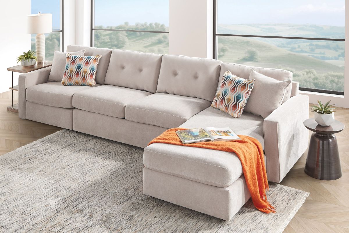 ModularOne Stone 3-Piece Sleeper Sofa with Right Arm Facing Chaise 2