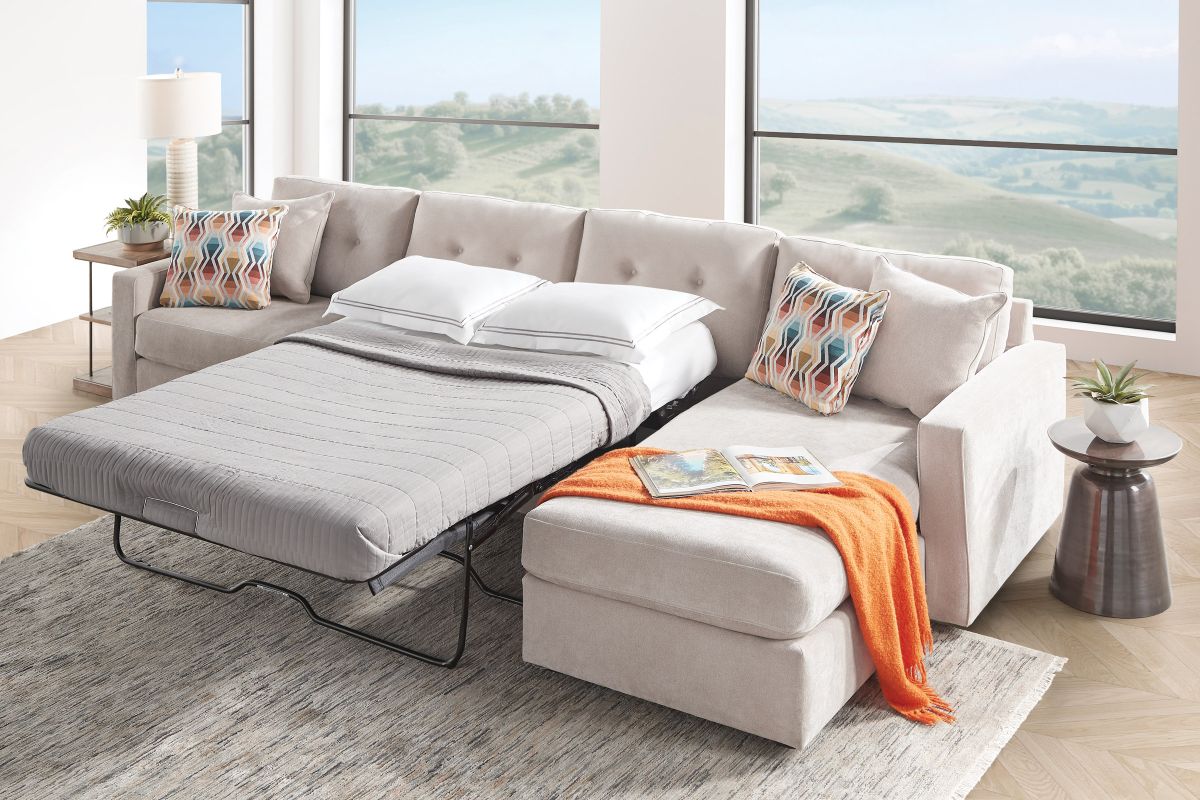 ModularOne Stone 3-Piece Sleeper Sofa with Right Arm Facing Chaise 5