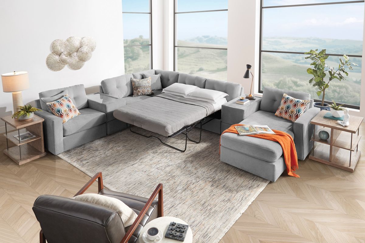 ModularOne Granite 7-Piece Sleeper Sectional with Right Arm Facing Chaise 6