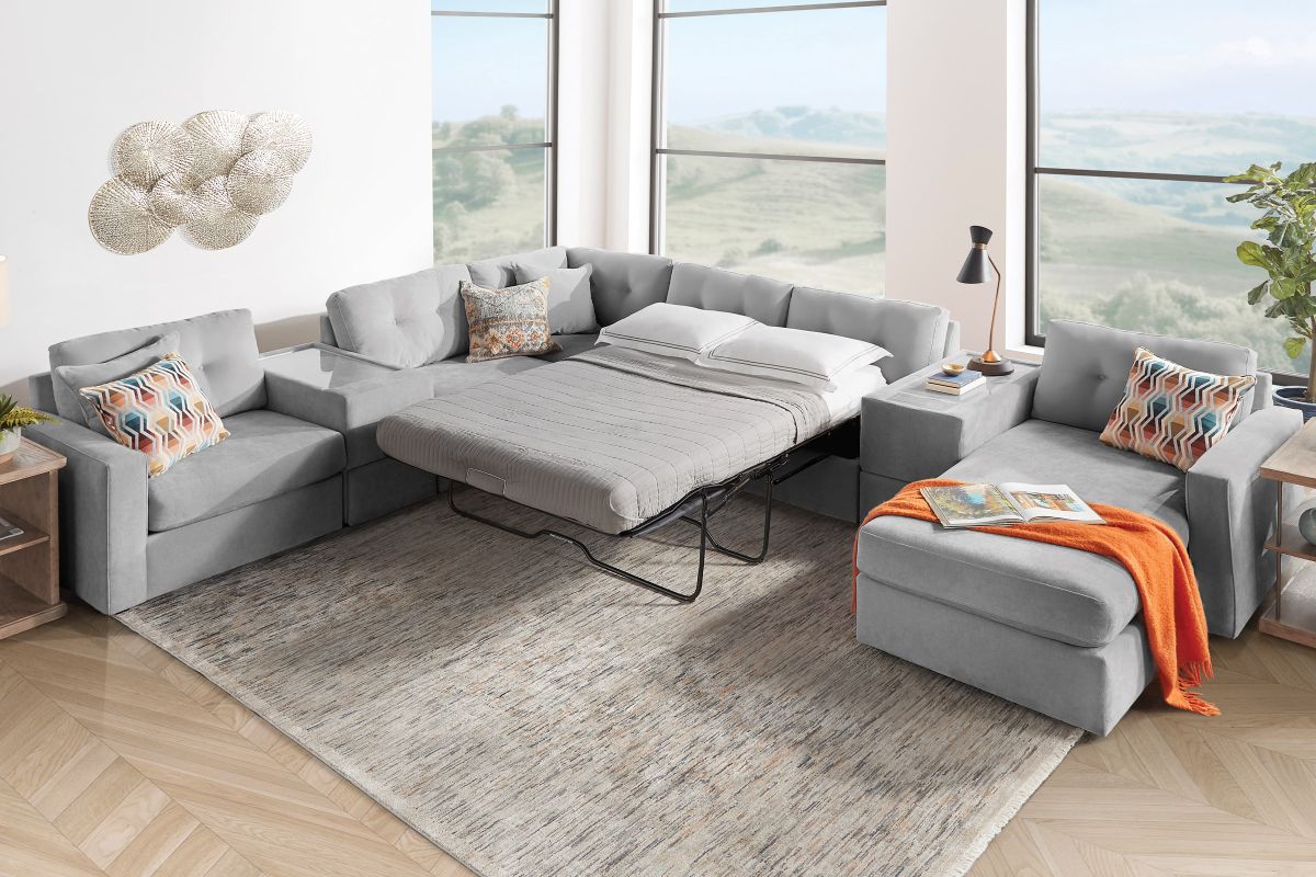 ModularOne Granite 7-Piece Sleeper Sectional with Right Arm Facing Chaise 7