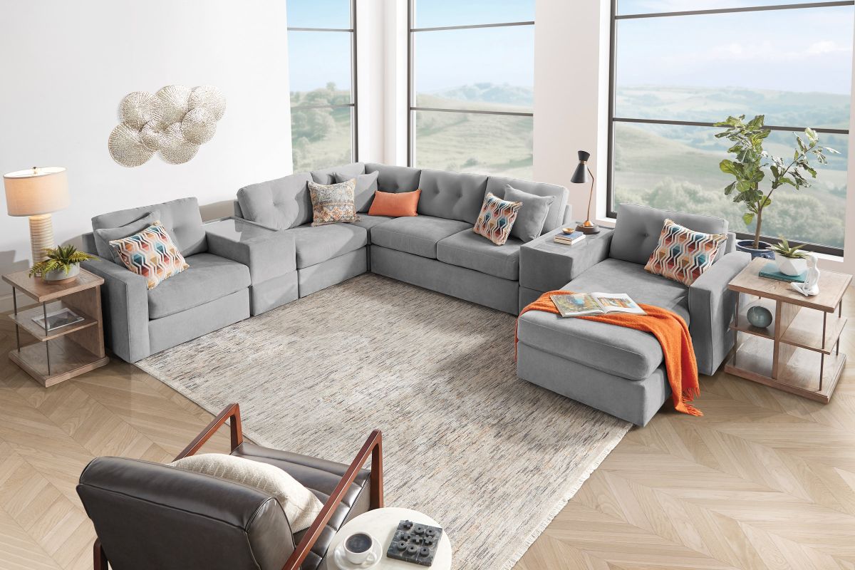 ModularOne Granite 7-Piece Sleeper Sectional with Right Arm Facing Chaise 2